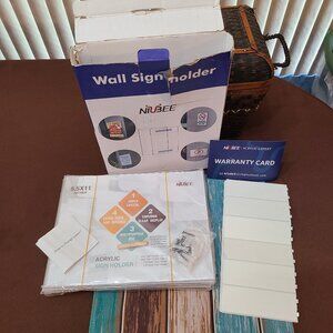 Niubee 6-Pack Acrylic Wall Sign Holders 8.5 x 11 Inches New Open Box.